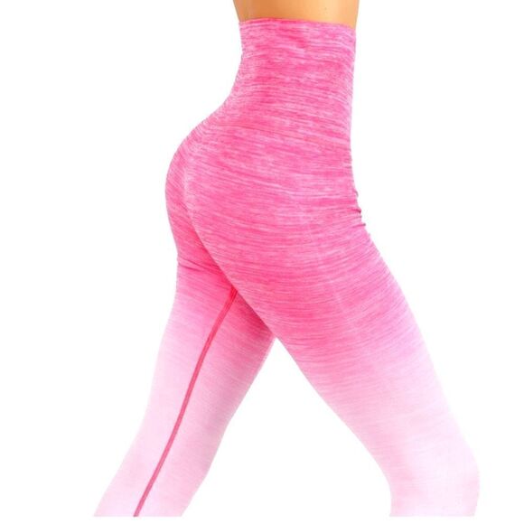 🔟YELETE WOMENS M pink dip dyed wide waistband w/tummy control Leggings NWT - Picture 2 of 8